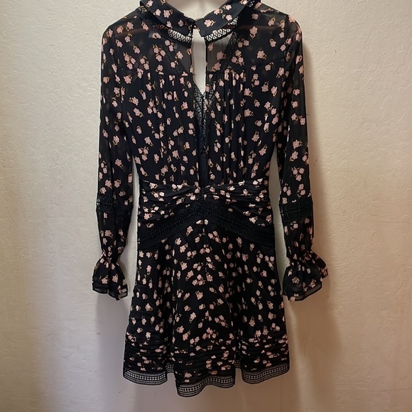 Self-Portrait Twist Front Ditsy Mini Dress Size 2 - Picture 7 of 13